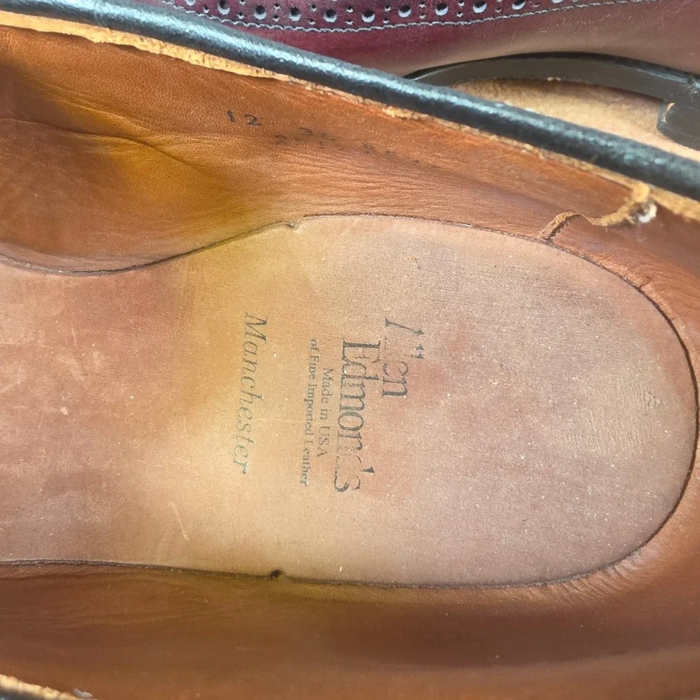 Allen Edmonds Manchester Loafers Men 12 Burgundy Good Wingtip Tassel Dress Shoes